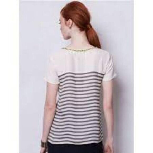 Anthropologie Maeve Jeweled Collar striped Top XS - Picture 2 of 6